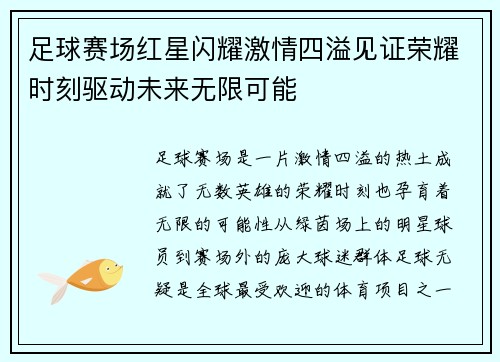 足球赛场红星闪耀激情四溢见证荣耀时刻驱动未来无限可能